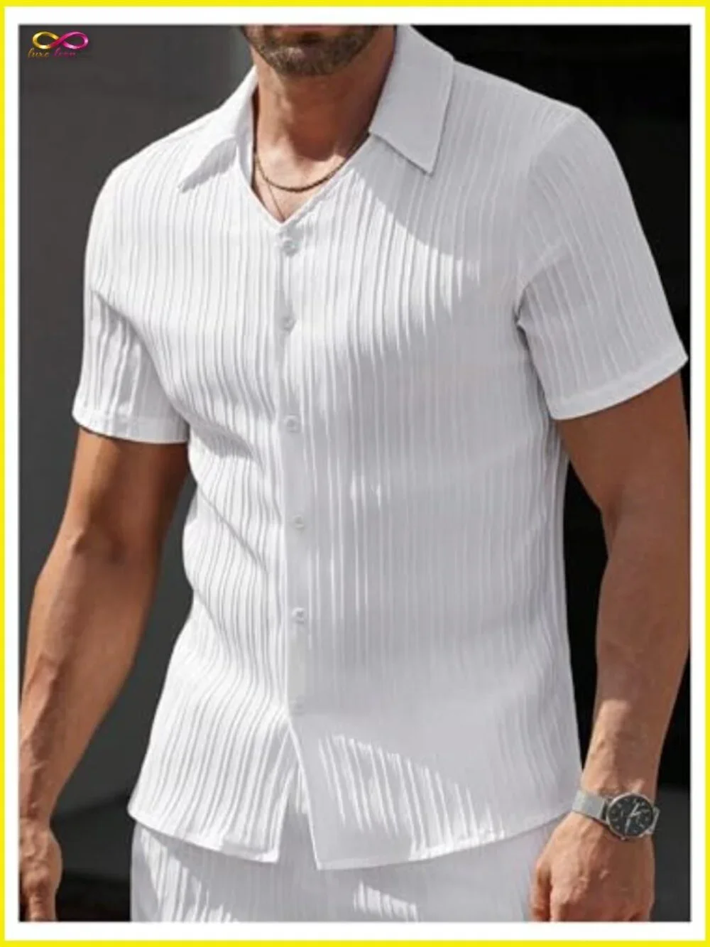 Men's Summer Suit Set Button Down Shirt and Pants Golf Casual Outfit